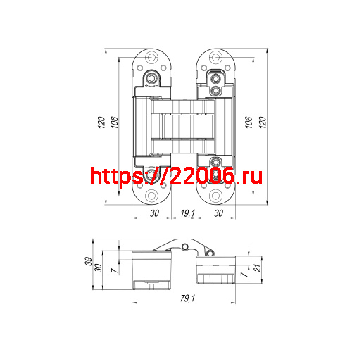 Петля Armadillo (Армадилло) скрытой установки U3D3300.TG SC мат. хром фото 4
