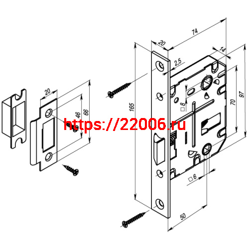 Защелка Punto (Пунто) врезная METL72-50 ( L72-50) CP хром фото 3