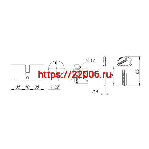Цилиндровый Fuaro (Фуаро) механизм (D-PRO502-8/80) D-PRO5002-8Knob80(35+10+35) CP хром 5+1Key с верт. перекод. фото 3