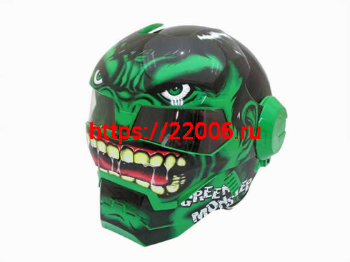 Мотошлем закрытый MASEI 610 Monster зеленый (XXL)