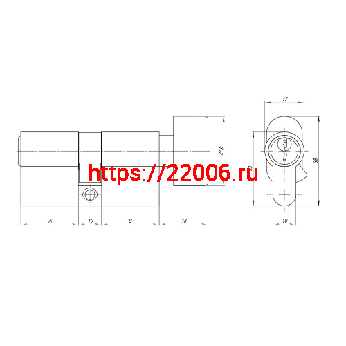 Цилиндровый Ajax (Аякс) механизм (AZ102/80) AZ1002Knob80 (30+10+40) CP хром фото 3