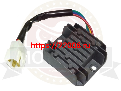 Реле регулятор с проводом 4 конт. большая колодка (штырь) FT150 CG125  3506 (GY150-555)( (Пр)