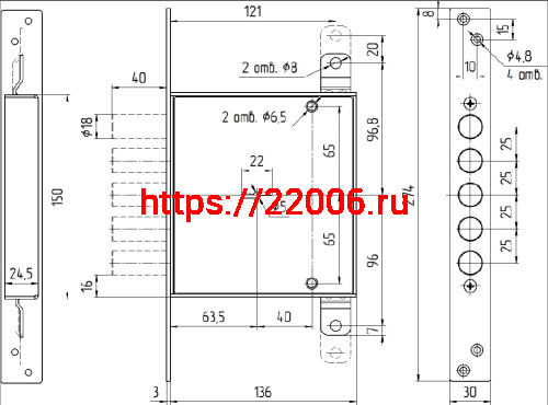 Замок Mettem (Меттэм) врезной сувальдный ЗВ8 140.1.1-18 с тягами, 5 кл. фото 2
