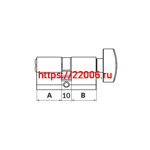 Цилиндровый Punto (Пунто) механизм MaxPro7002Knob52mm(21+10+21) BL черный 7key с вертушкой фото 3