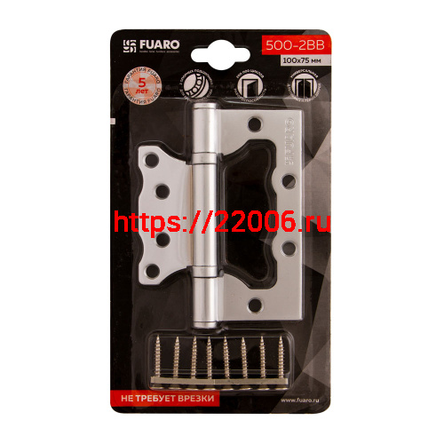 Петля Fuaro (Фуаро) универсальная без врезки IN4500W-BL PC (500-2BB/BL 100x2,5) перламутровый хром БЛИСТЕР фото 2