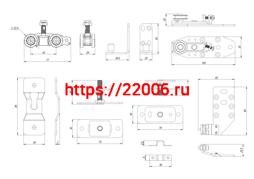 Комплект Armadillo (Армадилло) для профильных телескопических дверей SLD.Comfort-PRO.SET5.PROF telescope/80 фото 4