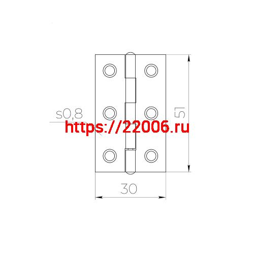 Петля Ajax (Аякс) карточная универсальная LM/IN30x50x1U ZN цинк (2 шт) фото 2