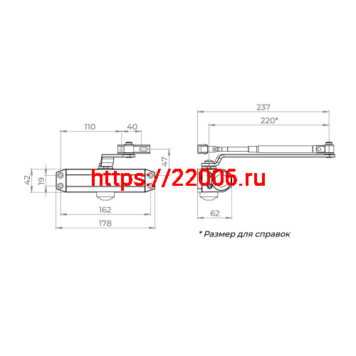 Доводчик Ajax (Аякс) дверной DCTR50-100 (TDR-100) 50-100кг BL черный фото 2