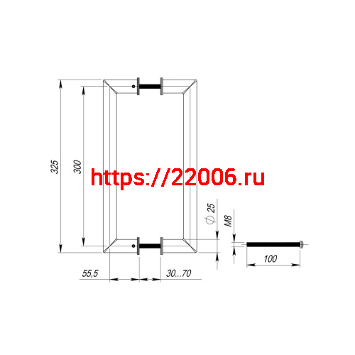 Ручка-скоба Fuaro (Фуаро) PULL.PH25/300.23 INOX 304 (PH-23-25/300-INOX ) фото 3