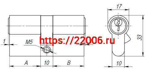 Цилиндровый Ajax (Аякс) механизм (AX100/90) AX1000Key90 (40+10+40) CP хром фото 3