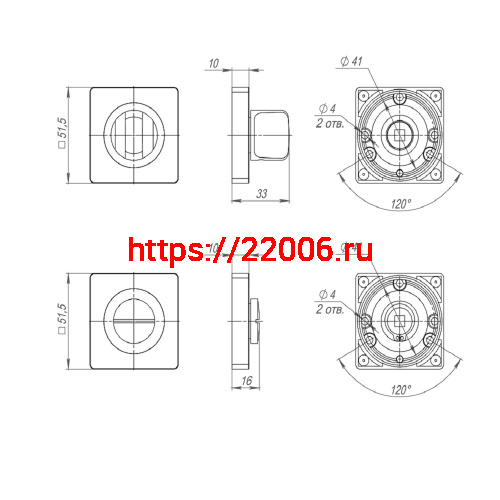 Ручка Punto (Пунто) поворотная BK6.K.ZQ51 (BK6 ZQ ) SN/CP-3 матовый никель/хром фото 3