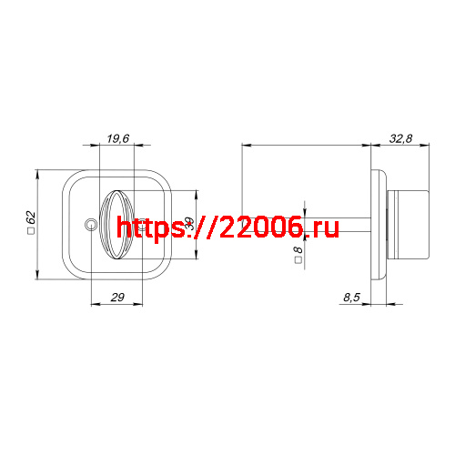 Ручка Fuaro (Фуаро) поворотная BKW8x75.K.TRD62 CP-8 хром ПЛАСТИК фото 2
