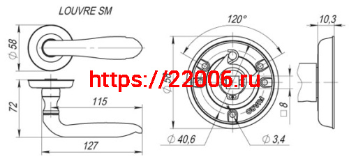 Ручка Fuaro (Фуаро) раздельная R.SM58.LOUVRE (LOUVRE SM) AB-7 матовая бронза фото 2