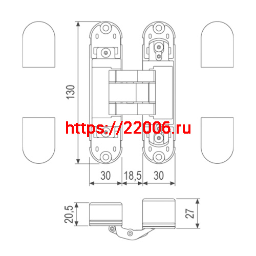 E30200.92.91 (белый) петля AGB (АГБ) ECLIPSE 2.1 (4 накладки в комплекте), 60 кг. фото 2