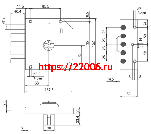 Замок Elbor (Эльбор) накладной Базальт 1.05.53.МА никель, сув., 5 риг., медный антик фото 2