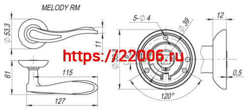 Ручка Fuaro (Фуаро) раздельная R.RM54.MELODY (MELODY RM) SN/CP-3 матовый никель/хром фото 2