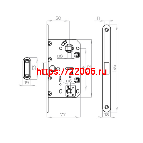 Защелка Ajax (Аякс) врезная MAGNLN96WC-50 (LN96WC-50) CP хром фото 3