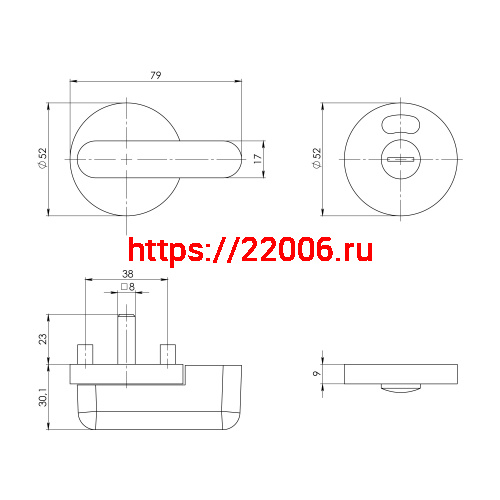 Ручка Ajax (Аякс) поворотная BK6.WC.CABIN PVC WH белый фото 3
