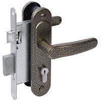 Замок Absolyute (Абсолют) врезной цилиндровый с защёлкой в комплекте с ручкой ЗВ4-3/03 (бронза антик), 4 кл.