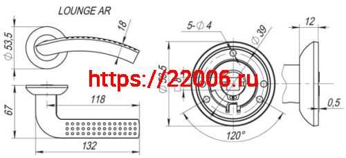 Ручка Fuaro (Фуаро) раздельная R.AR54.LOUNGE (LOUNGE AR) 130mm AB/GP-7 бронза/золото фото 2