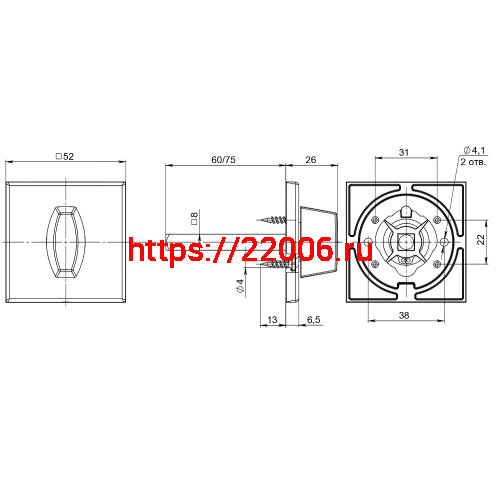 Ручка Fuaro (Фуаро) поворотная BKW8x75.K.RL52 (BKW8x75 RL) SSC-16 сатинированный хром фото 3