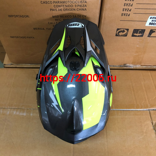 Шлем кроссовый COBRA JK801, №3 серый - лайм, размеры M фото 4