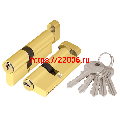Цилиндровый Ajax (Аякс) механизм (AX102/70) AX1002Knob70 (30+10+30) PB латунь с вертушкой