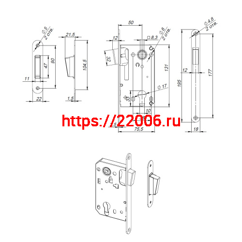 Корпус Fuaro (Фуаро) замка MAGN5300-M-C (5300-M-C) GR графит фото 3