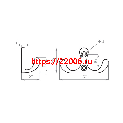 Крючок Ajax (Аякс) настенный MB-K-004 BN черный никель фото 2
