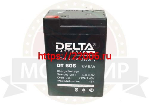 Аккумулятор  6В   6 А/ч, кислотный AGM (Delta DT 606) для электро машинок (70*47*101)  (НАБОР)