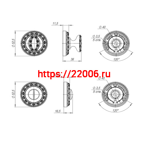 Ручка Punto (Пунто) поворотная BK6 MT OBL-20 античный черный фото 2