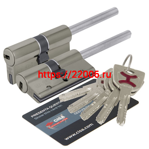 Цилиндровый механизм Cisa (Чиза) под вертушку (дл. шток) AP4S 0P3S7-90.12 (80 мм/45+10+25), НИКЕЛЬ