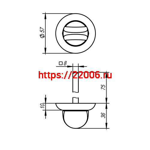 Ручка Ajax (Аякс) поворотная BKW8/75-0705 CP-8 хром фото 2