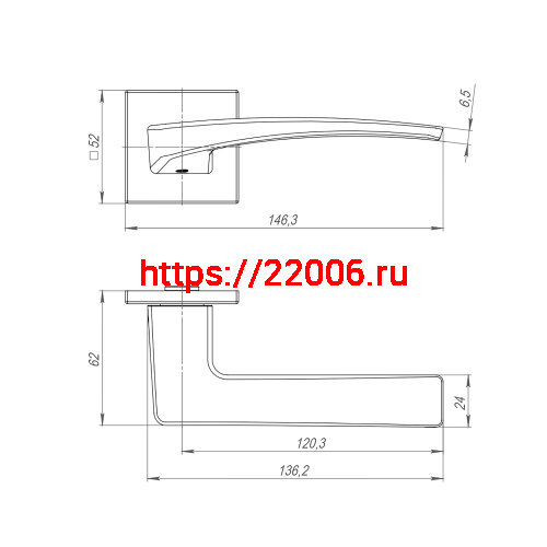 Ручка Punto (Пунто) раздельная K.ARC.Q52.LOTUS SSC-16 сатин.хром фото 2