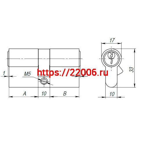 Цилиндровый Ajax (Аякс) механизм (AX100/60) AX1000Key60 (25+10+25) CP хром фото 3