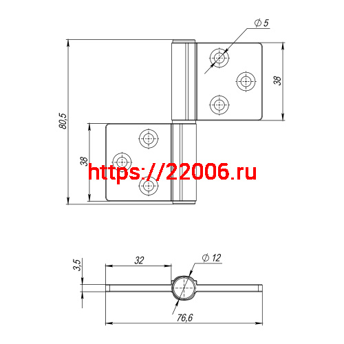 Петля Armadillo (Армадилло) универсальная флажковая FL.IN3800.UR MWSC-33 итальянский тисненый фото 3