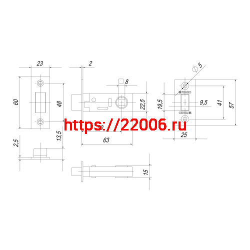 Защелка Fuaro (Фуаро) врезная MAGNM12-50-25 (M12-50-25) CP хром фото 3
