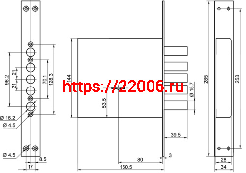 Замок Border (Бордер) врезной сувальдный ЗВ8-8 К5/15, 5 кл. /71601/ фото 2