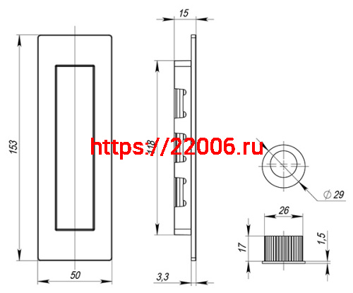 Ручка Armadillo (Армадилло) для раздвижных дверей SH.URB153.010 (SH010 URB) MWSC-33 итальянский тисненый фото 3