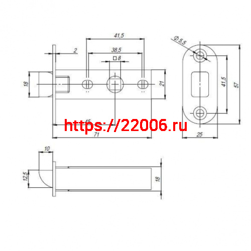 Защелка Punto (Пунто) PLASTPL45-R25 (PL45-R25) (врезная) SN мат. никель тех.упаковка без ответной планки фото 2