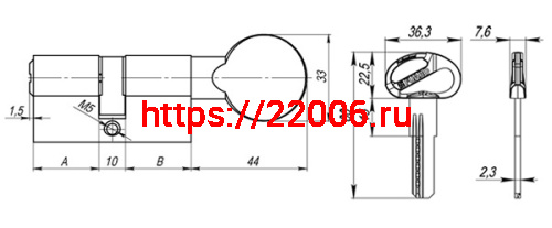 Цилиндровый Fuaro (Фуаро) механизм D-PRO502/90 mm (35+10+45) PB латунь 5 кл. фото 3