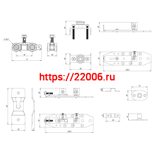 Комплект Armadillo (Армадилло) для раздвижных профильных дверей SLD.Comfort-PRO.SET4.PROF synchron/80 фото 3