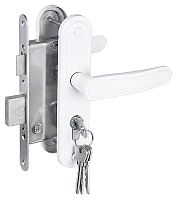 Замок Zenit (Зенит) врезной цилиндровый с защёлкой в комплекте с ручкой ЗВ4-3.03 (белый), 4 кл.