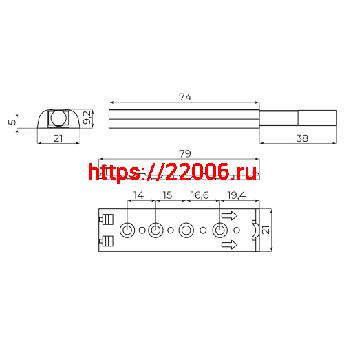 Толкатель Ajax (Аякс) мебельный металлический DMM-80/8M с магнитом PN никель фото 2