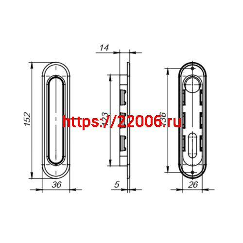 Защелка Punto (Пунто) с ручками для раздвижных дверей SH.SL152.KIT011-BK (Soft LINE SL-011) АВ бронза фото 3