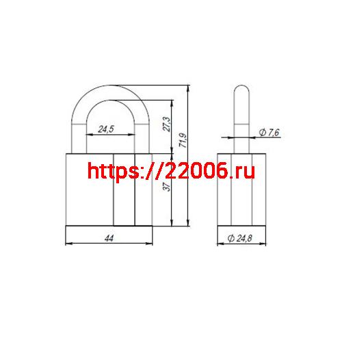 Замок Ajax (Аякс) навесной PD-4050 (PD-40-50) 3 fin key фото 3