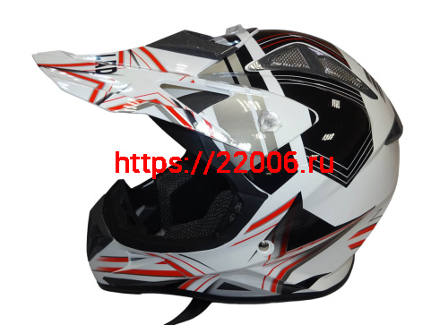 Шлем кроссовый "Safelead" HF-116 MATT BLACK белый Q158R размер L  NEW фото 4