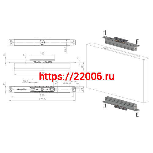 Комплект Armadillo (Армадилло) для маятниковых дверей Pivot.150.FIX фото 5
