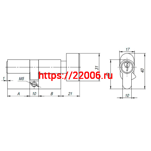 Цилиндровый Ajax (Аякс) механизм (AX102/60) AX1002Knob60 (25+10+25) PB латунь с вертушкой фото 3