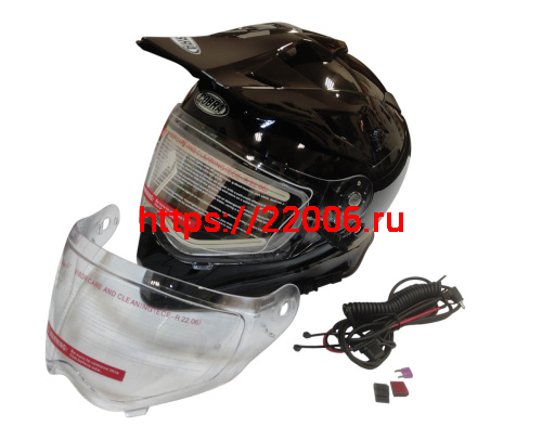 Шлем кроссовый со стеклом (туринг) СНЕГОХОДНЫЙ COBRA EC H331, черный, с ПОДОГРЕВОМ ВИЗОРА, размер M Шлем кроссовый со стеклом (туринг) СНЕГОХОДНЫЙ COBRA EC H331, черный, с ПОДОГРЕВОМ ВИЗОРА, размер M